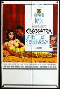 4y170 CLEOPATRA Spanish/U.S. 1sh '64 Elizabeth Taylor, Richard Burton, Rex Harrison, Terpning art!