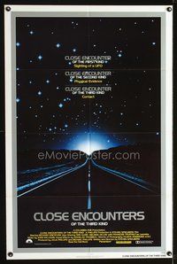 4y171 CLOSE ENCOUNTERS OF THE THIRD KIND silver border style 1sh '77 Steven Spielberg classic!