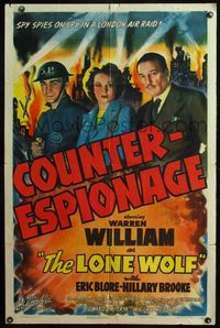 4y177 COUNTER-ESPIONAGE 1sh '42 Warren William as The Lone Wolf runs rings around a spy ring!