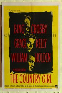 4y179 COUNTRY GIRL 1sh '54 Grace Kelly, Bing Crosby, William Holden, by Clifford Odets!
