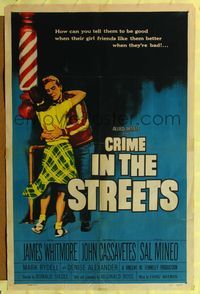 4y181 CRIME IN THE STREETS 1sh '56 directed by Don Siegel, Sal Mineo & 1st John Cassavetes!