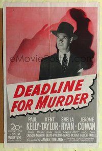 4y201 DEADLINE FOR MURDER 1sh '46 James Tinling directed, Paul Kelly, film noir!