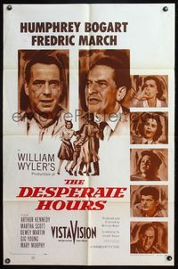 4y206 DESPERATE HOURS 1sh '55 Humphrey Bogart, Fredric March, William Wyler directed!