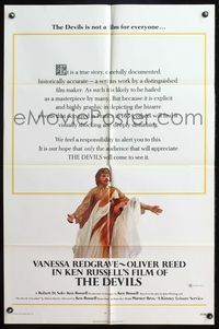 4y208 DEVILS 1sh '71 directed by Ken Russell, image of Oliver Reed & Vanessa Redgrave, x-rated!