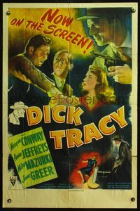 4y218 DICK TRACY style A 1sh '45 art of Morgan Conway as Chester Gould's classic detective!