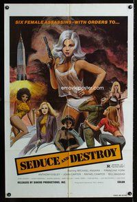 4y226 DOLL SQUAD 1sh '73 Ted V. Mikels directed, lady assassins with orders to Seduce and Destroy!