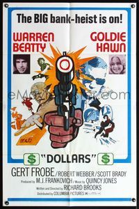 4y004 $ style D 1sh '71 great art of bank robbers Warren Beatty & Goldie Hawn!
