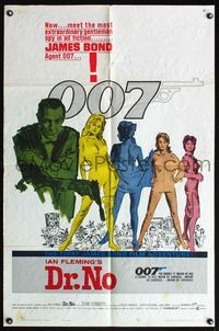 4y235 DR. NO yellow smoke 1sh '62 Sean Connery is extraordinary gentleman spy James Bond 007!