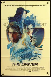4y242 DRIVER 1sh '78 Walter Hill directed, cool artwork of Ryan O'Neal & Bruce Dern, by M. Daily!