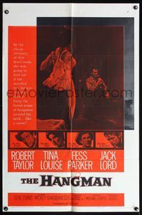 4y332 HANGMAN 1sh '59 Robert Taylor in a cheap hotel room seduced by sexy Tina Louise!