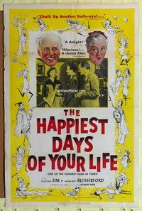 4y336 HAPPIEST DAYS OF YOUR LIFE 1sh '51 Alastair Sim, Margaret Rutherford, wacky Grave art!