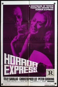 4y360 HORROR EXPRESS 1sh '73 Christopher Lee, Peter Cushing, a nightmare of terror!