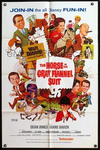 4y364 HORSE IN THE GRAY FLANNEL SUIT 1sh '69 Walt Disney, Dean Jones, wacky artwork of cast!