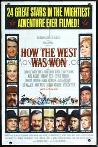 4y374 HOW THE WEST WAS WON 1sh '64 John Ford epic, great portraits of 13 top stars!