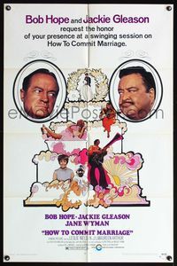 4y376 HOW TO COMMIT MARRIAGE 1sh '69 great image of Bob Hope & Jackie Gleason glaring at each other