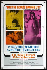 4y397 I'LL NEVER FORGET WHAT'S'ISNAME 'adults among us' 1sh '68 Orson Welles, sexy Carol White