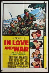 4y401 IN LOVE & WAR 1sh '58 U.S. Marine Robert Wagner, Dana Wynter, Jeff Hunter