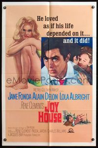 4y444 JOY HOUSE 1sh '64 Rene Clement, super sexy Jane Fonda, Alain Delon, Les Felins