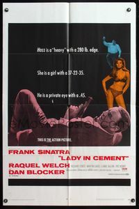 4y487 LADY IN CEMENT 1sh '68 detective Frank Sinatra, sexy Raquel Welch & Hoss, the heavy!
