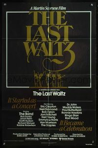 4y492 LAST WALTZ 1sh '78 Martin Scorsese, it started as a rock & roll concert!