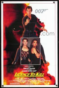 4y505 LICENCE TO KILL 1sh '89 Timothy Dalton as James Bond, he's out for revenge, sexy girls!