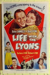 4y508 LIFE WITH THE LYONS 1sh '54 Bebe Daniels, Ben Lyon, Barbara Lyon, Richard Lyon!