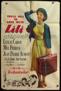 4y509 LILI 1sh '52 you'll fall in love with sexy young Leslie Caron, full-length art!