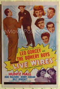 4y515 LIVE WIRES 1sh '46 Leo Gorcey, Huntz Hall & Bowery Boys, wacky image!