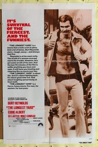 4y520 LONGEST YARD 1sh '74 Robert Aldrich prison football sports comedy, full-length Burt Reynolds!