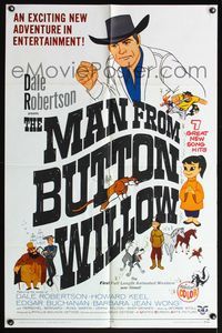 4y546 MAN FROM BUTTON WILLOW 1sh '64 Dale Robertson in musical animated western cartoon!