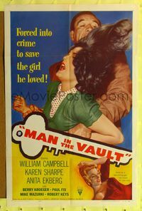 4y550 MAN IN THE VAULT 1sh '56 directed by Andrew V. McLaglen, sexy two-timing Anita Ekberg!