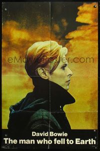 4y554 MAN WHO FELL TO EARTH 1sh '76 Nicolas Roeg, really cool David Bowie close up profile!