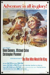 4y559 MAN WHO WOULD BE KING 1sh '75 art of Sean Connery & Michael Caine by Tom Jung!