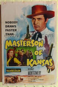4y570 MASTERSON OF KANSAS 1sh '54 Castle directed, nobody draws faster than George Montgomery!
