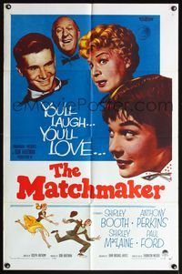 4y571 MATCHMAKER 1sh '58 Shirley Booth, Shirley MacLaine, Anthony Perkins, Paul Ford