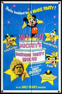 4y580 MICKEY'S BIRTHDAY PARTY SHOW 1sh '78 Davy Crockett, great art of Disney cartoon stars