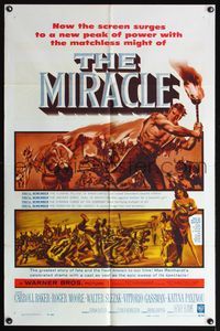 4y587 MIRACLE 1sh '59 directed by Irving Rapper, Roger Moore & sexy Carroll Baker!