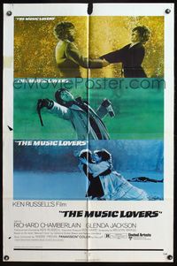 4y617 MUSIC LOVERS 1sh '71 Ken Russell, three images of Richard Chamberlain & Glenda Jackson!