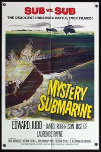 4y628 MYSTERY SUBMARINE 1sh '63 World War II's deadliest undersea sub vs. sub battle ever!