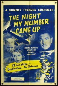 4y642 NIGHT MY NUMBER CAME UP 1sh '56 pilot Michael Redgrave, Alexander Knox, Sheila Sim!