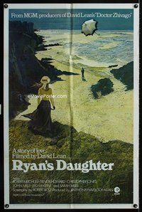 4y748 RYAN'S DAUGHTER style A 1sh '70 David Lean, Sarah Miles, Lesset beach art!