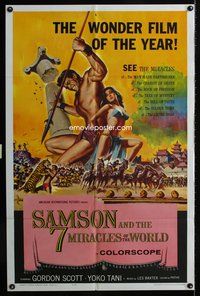 4y750 SAMSON & THE 7 MIRACLES OF THE WORLD 1sh '62 Maciste Alla Corte Del Gran Khan, sexy art!