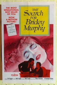 4y758 SEARCH FOR BRIDEY MURPHY 1sh '56 reincarnated Teresa Wright, from best selling book!