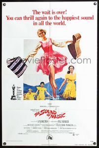 4y803 SOUND OF MUSIC 1sh R73 classic artwork of skipping Julie Andrews by Howard Terpning!