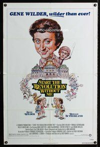 4y812 START THE REVOLUTION WITHOUT ME 1sh R77 wacky artwork of Gene Wilder, Donald Sutherland!