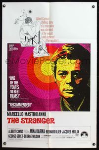 4y817 STRANGER 1sh '68 Luchino Visconti's Lo Straniero, mosaic art of Marcello Mastroianni!