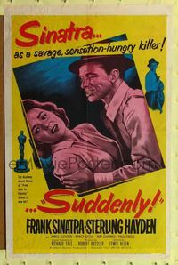 4y821 SUDDENLY 1sh '54 would-be savage sensation-hungry Presidential assassin Frank Sinatra!