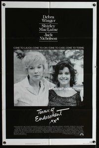 4y850 TERMS OF ENDEARMENT 1sh '83 great close up of Shirley MacLaine & Debra Winger!