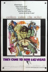 4y864 THEY CAME TO ROB LAS VEGAS 1sh '68 Gary Lockwood, cool artwork including roulette wheel!