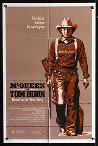 4y886 TOM HORN 1sh '80 they couldn't bring enough men to bring Steve McQueen down!